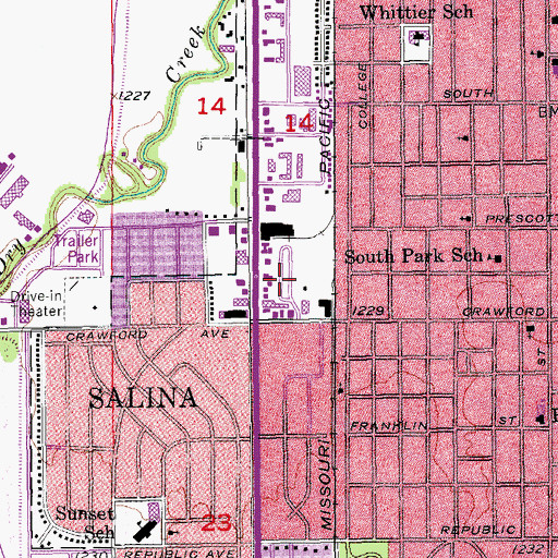 Topographic Map of Patio Mobile Home Manor, KS