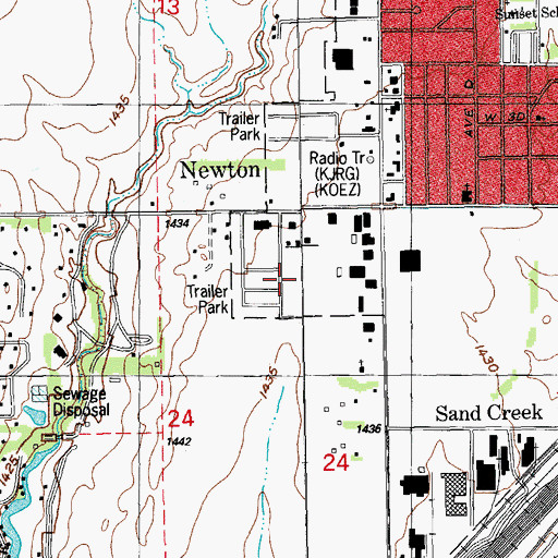 Topographic Map of Prairie Estates Mobile Home Park, KS