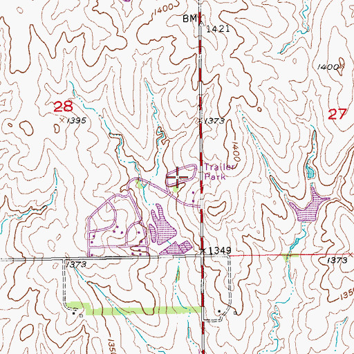 Topographic Map of Sundowner West Meadows Mobile Home Park, KS