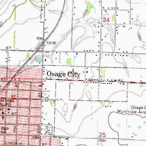 Topographic Map of Sunflower Mobile Home Park, KS