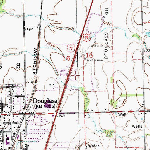 Topographic Map of Sunset 77 Mobile Home Park, KS