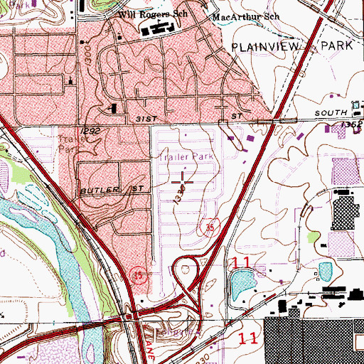 Topographic Map of Township Mobile Home Park, KS
