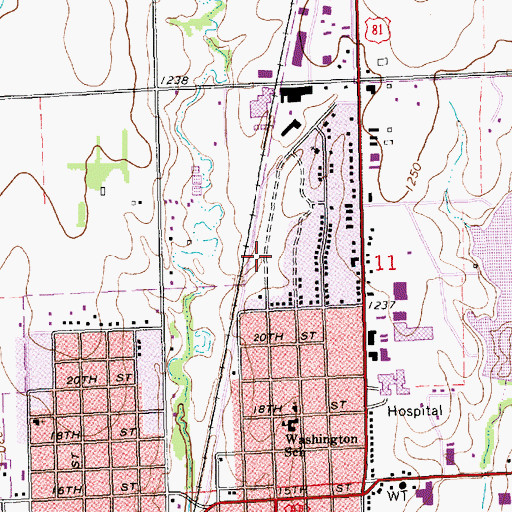 Topographic Map of Tracys Mobile Home Park, KS