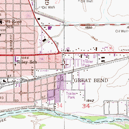 Topographic Map of Village Mobile Home Park, KS