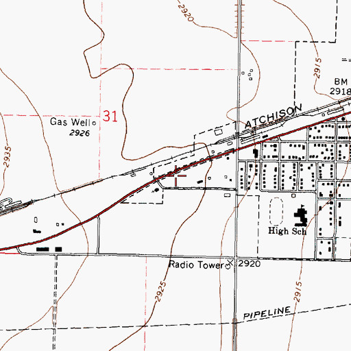 Topographic Map of Western Lark Trailer Park, KS