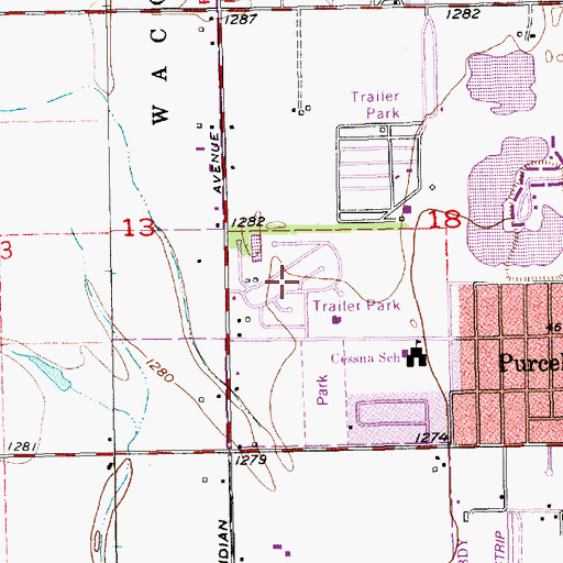 Topographic Map of Woodlands Mobile Home Park, KS