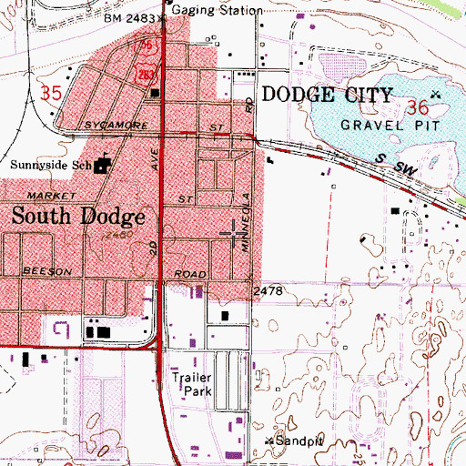 Topographic Map of Camelot Trailer Park, KS