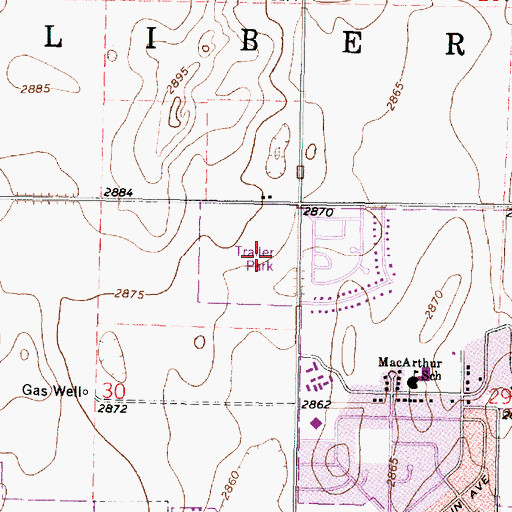 Topographic Map of Cimarron Mobile Home Park, KS
