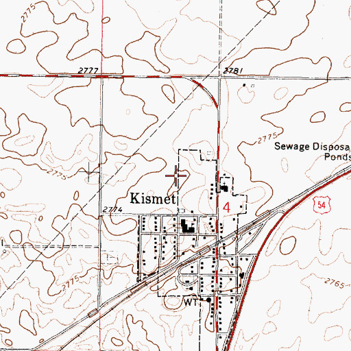 Topographic Map of Dirk's Mobile Home Park, KS
