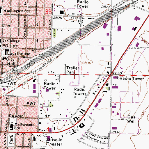 Topographic Map of Gas Light Village Mobile Home Park, KS