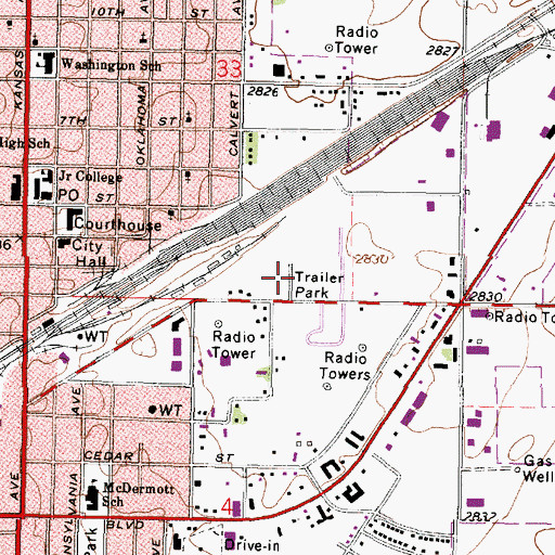 Topographic Map of Gitgood Trailer Park, KS