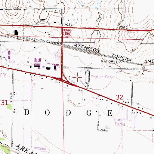 Topographic Map of Happy Homes Park, KS