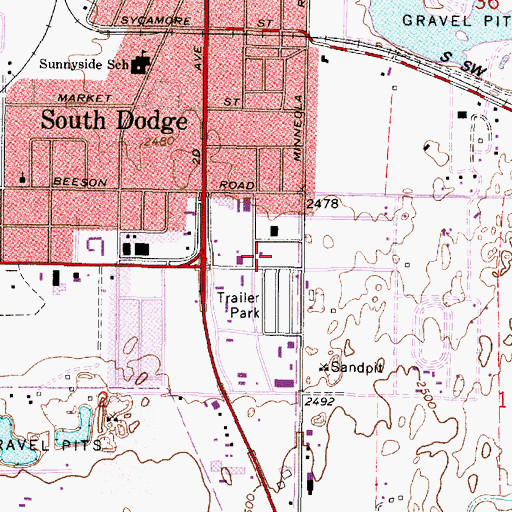 Topographic Map of Prairie Village Trailer Court, KS