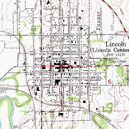 Topographic Map of Lincoln Art Center, KS