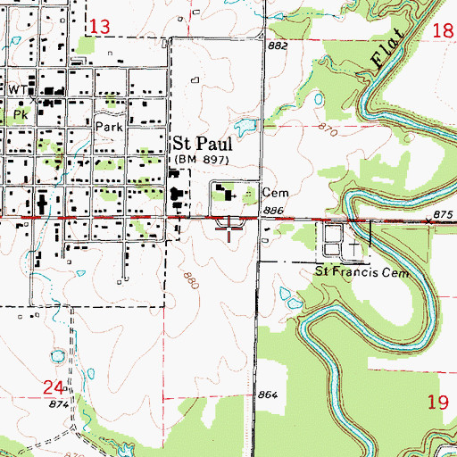 Topographic Map of Osage Mission - Neosho County Museum, KS