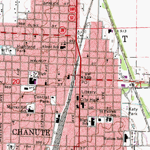 Topographic Map of Martin and Osa Johnson Safari Museum, KS