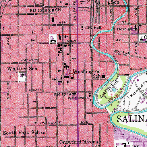Topographic Map of Salina Art Center, KS