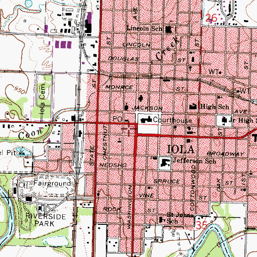 Topographic Map of Major General Frederick Funston Boyhood Home, KS