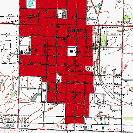 Topographic Map of Museum of Crawford County, KS