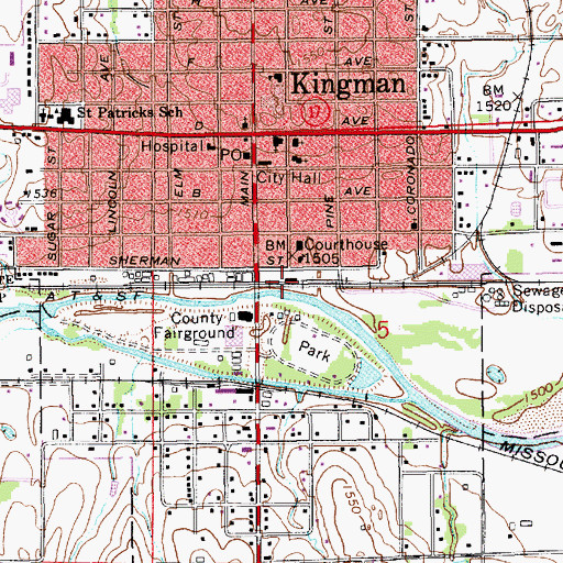 Topographic Map of Santa Fe Depot, KS
