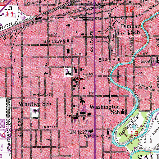 Topographic Map of Smoky Hill Museum, KS