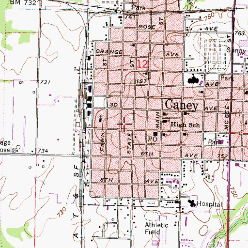 Topographic Map of Caney Valley Historical Museum, KS