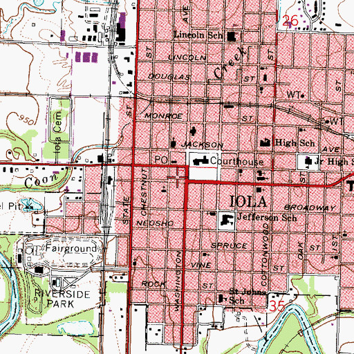 Topographic Map of Allen County Historical Society and Museum, KS