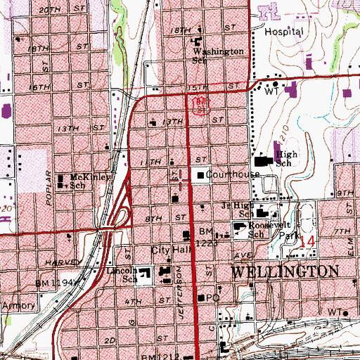 Topographic Map of Chisholm Trail Museum, KS
