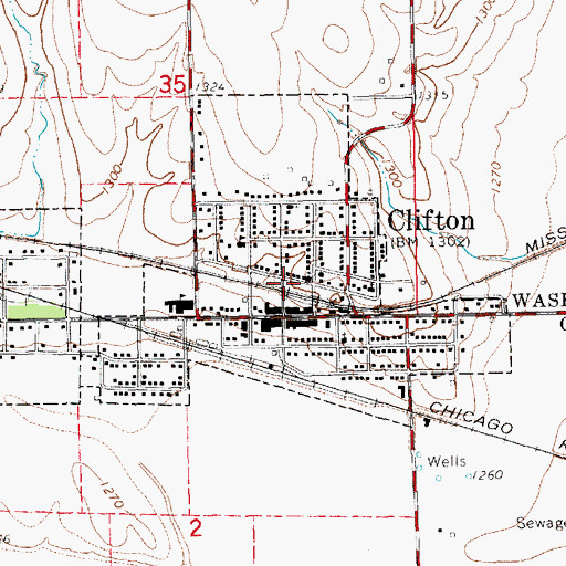 Topographic Map of Clifton Community Historical Society Museum, KS