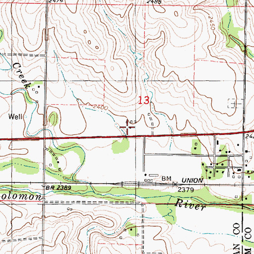 Topographic Map of Cottonwood Ranch, KS