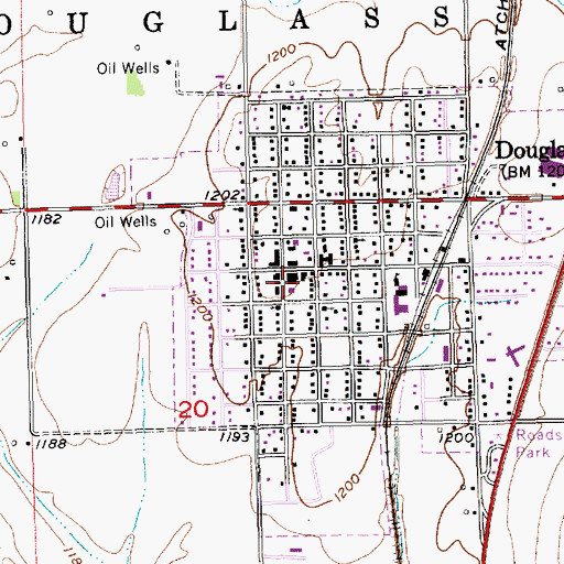 Topographic Map of Douglass Historical Museum, KS