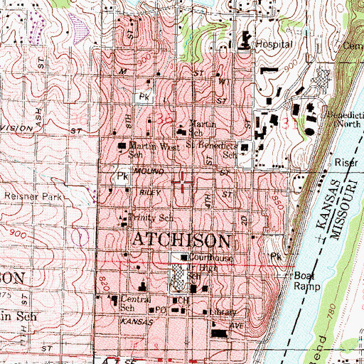 Topographic Map of Evah C Cray Historical Home Museum, KS