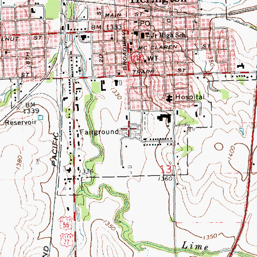 Topographic Map of Herington Historical Museum, KS