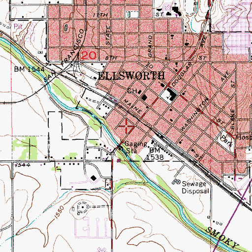 Topographic Map of Hodgden House Museum Complex, KS