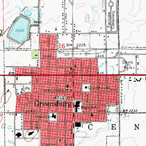 Topographic Map of Kiowa County Historical Museum, KS