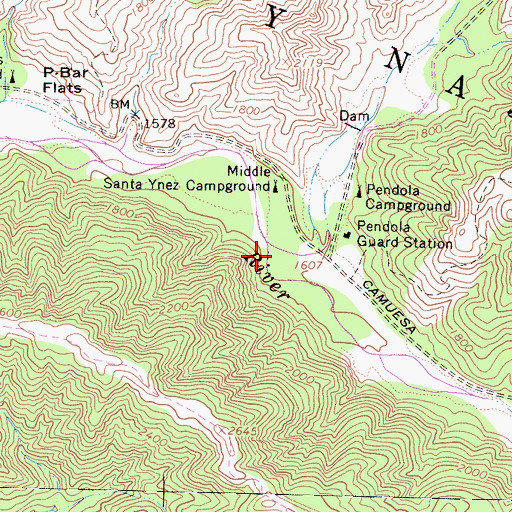 Topographic Map of Agua Caliente Canyon, CA