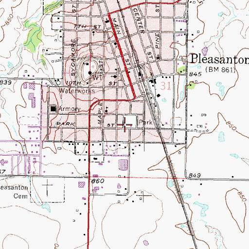 Topographic Map of Linn County Historical Museum, KS
