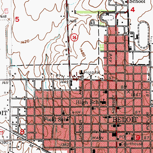 Topographic Map of Mitchell County Historical Society Museum, KS