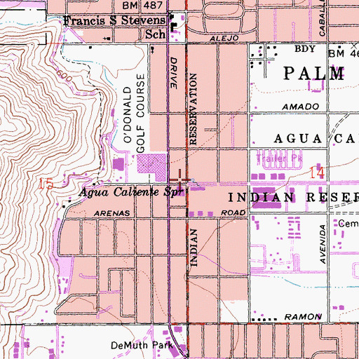 Topographic Map of Agua Caliente Spring, CA