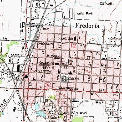 Topographic Map of Wilson County Museum, KS