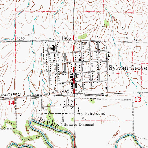 Topographic Map of Yesterday House Museum, KS