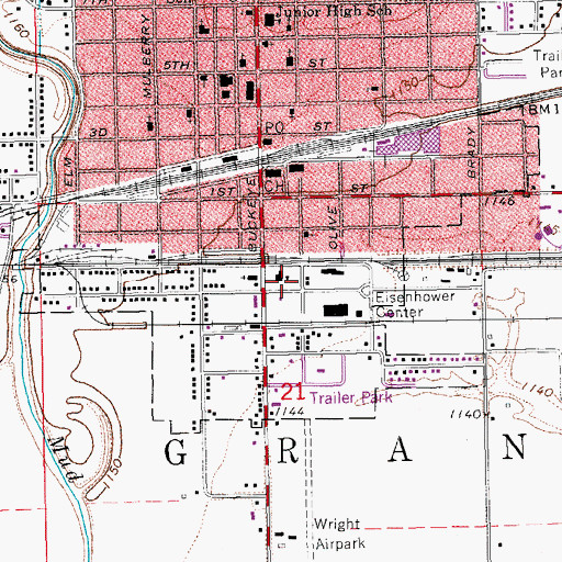 Topographic Map of Dwight D Eisenhower Presidential Library and Museum Visitor Center, KS