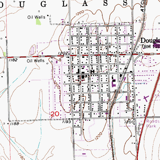 Topographic Map of Douglas City Hall, KS