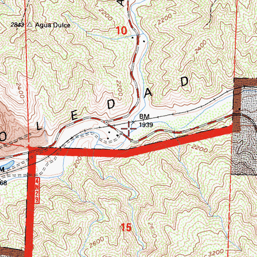 Topographic Map of Agua Dulce Canyon, CA