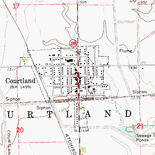 Topographic Map of Courtland City Hall, KS