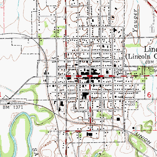 Topographic Map of Lincoln City Hall, KS