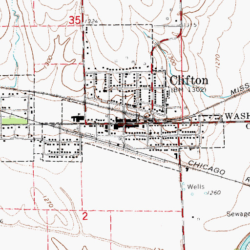 Topographic Map of Clifton City Hall, KS