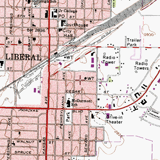 Topographic Map of Scantlins Mobile Home Park, KS
