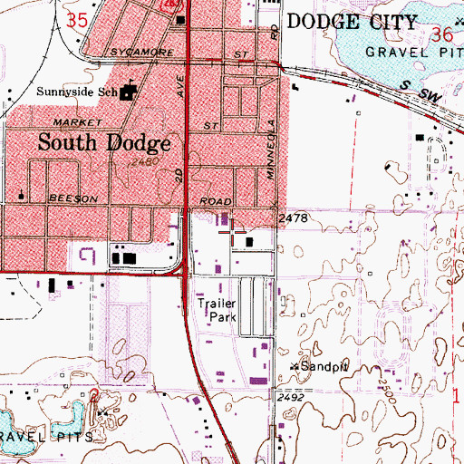 Topographic Map of Sleepy Hollow Mobile Home Park, KS