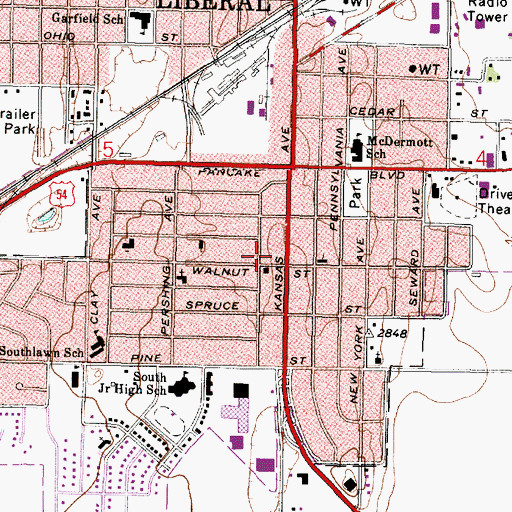 Topographic Map of Southlawn Trailer Court, KS